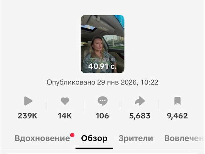 Скриншот статистики TikTok